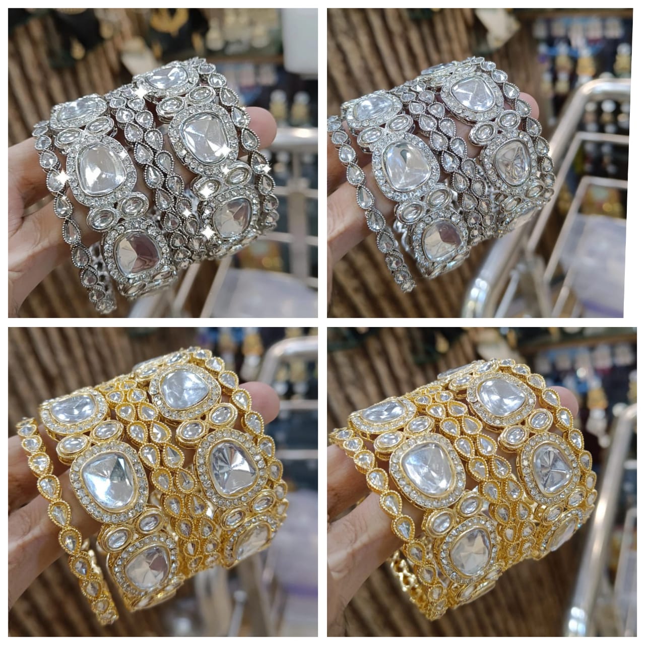 Diamond Chudlo Kundan Jartar Bangles Set Wholesale Online
